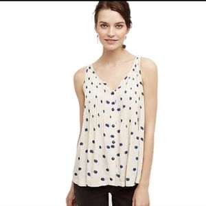 Maeve | Anthropologie Cream Blue Polka Dot Tank 6